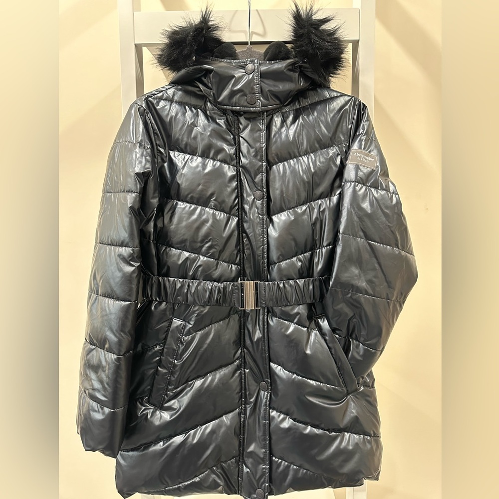 Abercrombie Kids Parka Black with Shine (Size: Youth 13/14)